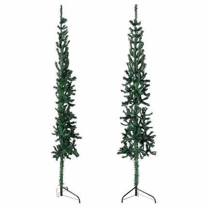Smal halv plastgran med stativ grön 180 cm