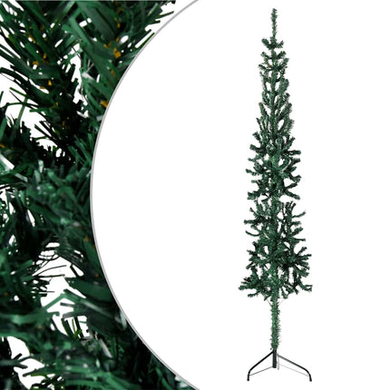 Smal halv plastgran med stativ grön 240 cm