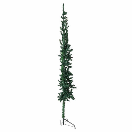 Smal halv plastgran med stativ grön 240 cm