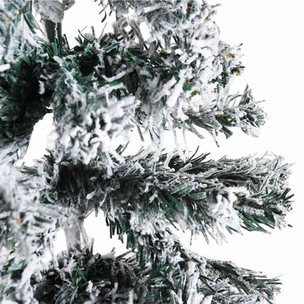 Smal halv plastgran med snö 150 cm