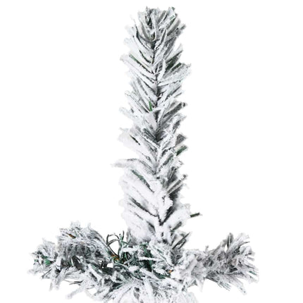 Smal halv plastgran med snö 180 cm