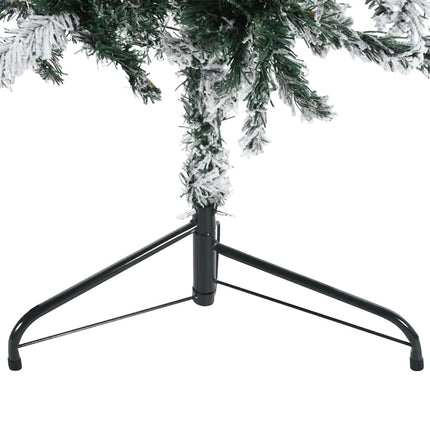 Smal halv plastgran med snö 180 cm