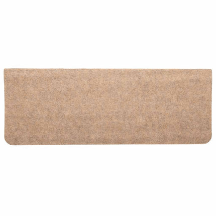 Trappstegsmattor självhäftande 15 st 65x24,5x3,5 cm beige