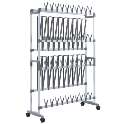 Skohylla med hjul silver 89x27x120 cm