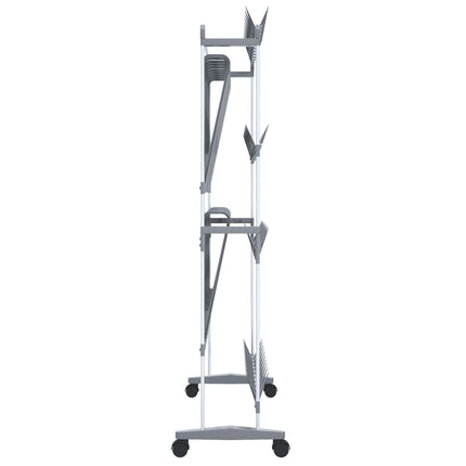 Skohylla med hjul silver 89x27x120 cm