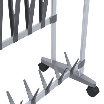 Skohylla med hjul silver 89x27x120 cm