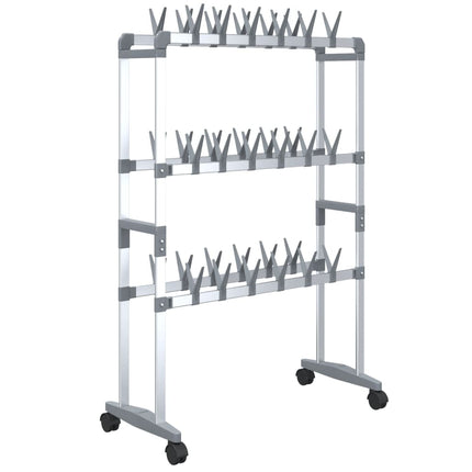 Skohylla med hjul silver 66x27x100 cm