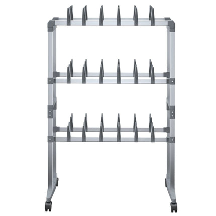 Skohylla med hjul silver 66x27x100 cm