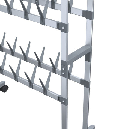 Skohylla med hjul silver 66x27x100 cm