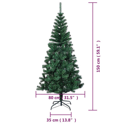 Plastgran med regnbågsskimrande grenar grön 150 cm PVC