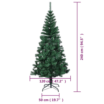 Plastgran med regnbågsskimrande grenar grön 240 cm PVC