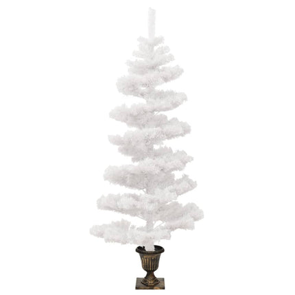 Belyst plastgran med kruka vit 120 cm PVC