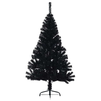 Halv plastgran med stativ svart 120 cm PVC