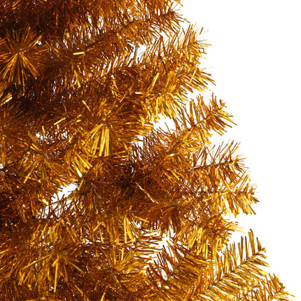 Halv plastgran med fot guld 210 cm PET