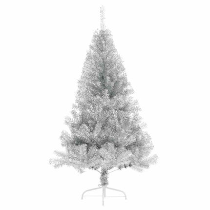 Halv plastgran med fot silver 150 cm PET