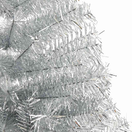 Halv plastgran med fot silver 240 cm PET