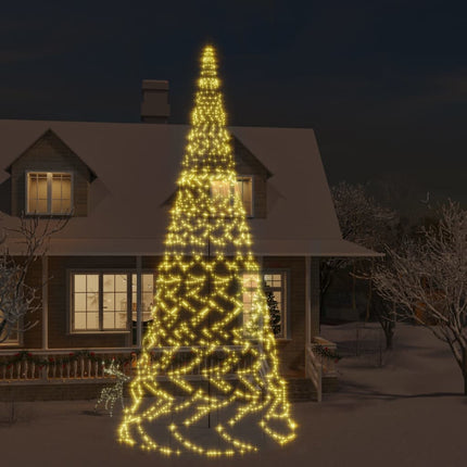Julgran på flaggstång varmvit 3000 LEDs 800 cm