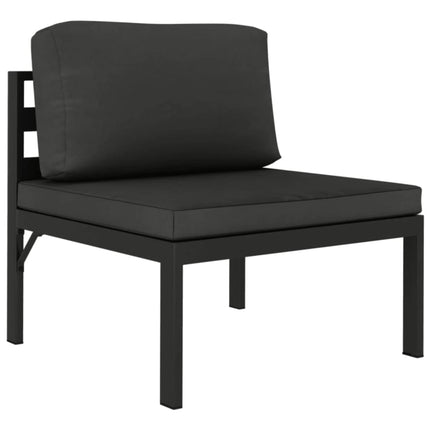Loungegrupp för trädgården 5 delar med dynor aluminium antracit