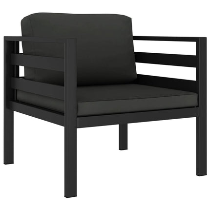 Loungegrupp för trädgården 3 delar med dynor aluminium antracit