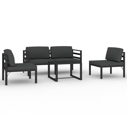 Loungegrupp för trädgården 5 delar med dynor aluminium antracit