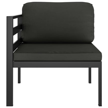 Loungegrupp för trädgården 6 delar med dynor aluminium antracit