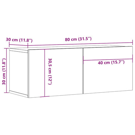 Tv-bänkar 2 st svart 80x30x30 cm konstruerat trä