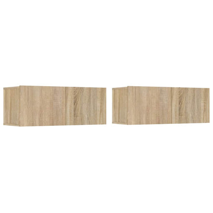 Tv-bänkar 2 st sonoma-ek 80x30x30 cm konstruerat trä