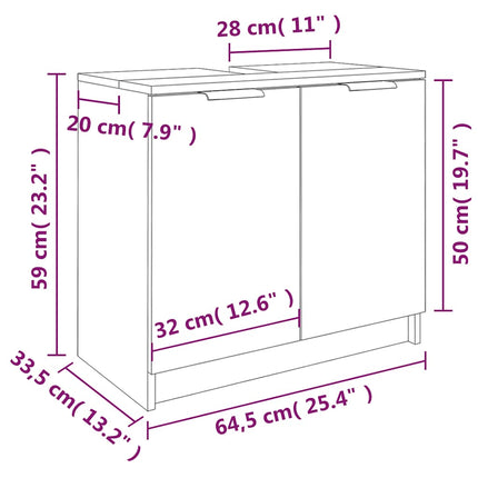 Badrumsskåp vit 64,5x33,5x59 cm konstruerat trä