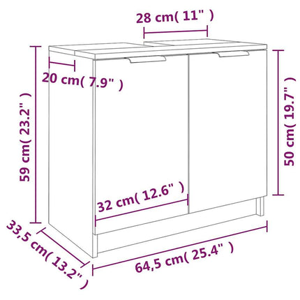 Badrumsskåp betonggrå 64,5x33,5x59 cm konstruerat trä