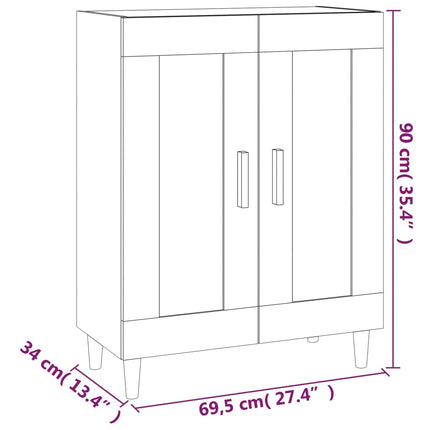 Skåp vit 69,5x34x90 cm konstruerat trä