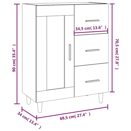 Skåp vit 69,5x34x90 cm konstruerat trä