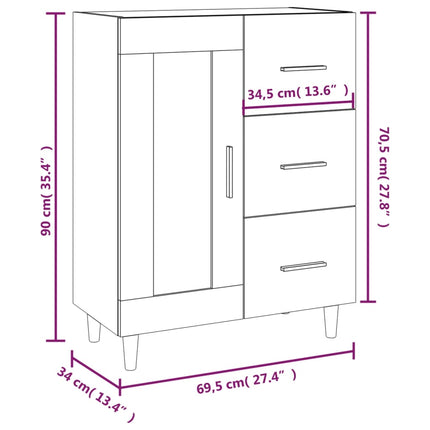 Skänk sonoma-ek 69,5x34x90 cm konstruerat trä