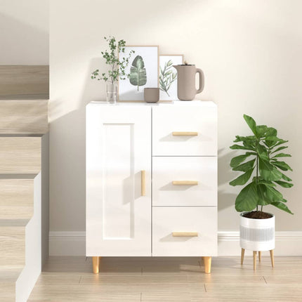 Skänk vit högglans 69,5x34x90 cm konstruerat trä