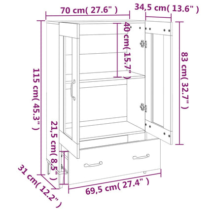 Skänk vit 70x31x115 cm konstruerat trä