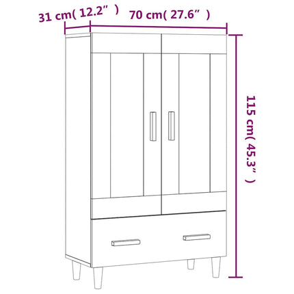 Skåp svart 70x31x115 cm konstruerat trä
