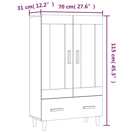 Skåp Sonoma-ek 70x31x115 cm konstruerat trä