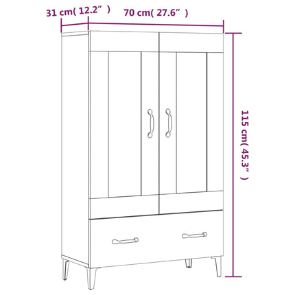 Skåp Sonoma-ek 70x31x115 cm konstruerat trä