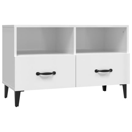 Tv-bänk vit högglans 80x36x50 cm konstruerat trä