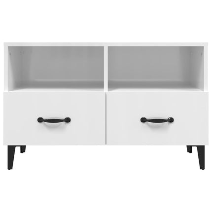 Tv-bänk vit högglans 80x36x50 cm konstruerat trä