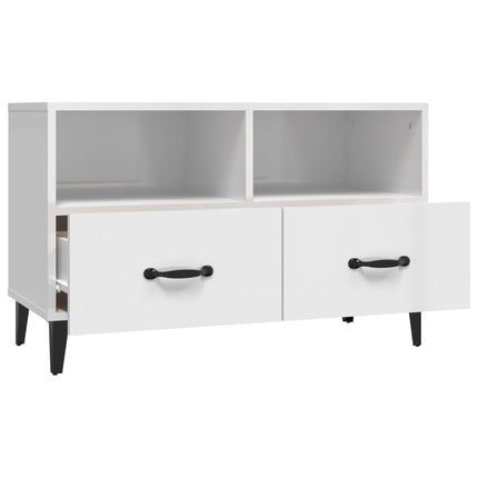 Tv-bänk vit högglans 80x36x50 cm konstruerat trä