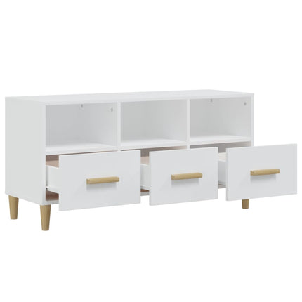 Tv-bänk vit högglans 102x36x50 cm konstruerat trä