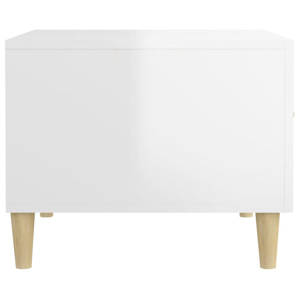 Soffbord vit högglans 50x50x40 cm konstruerat trä
