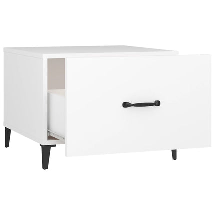 Soffbord med metallben vit 50x50x40 cm