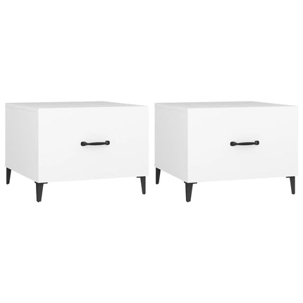 Soffbord med metallben 2 st vit 50x50x40 cm