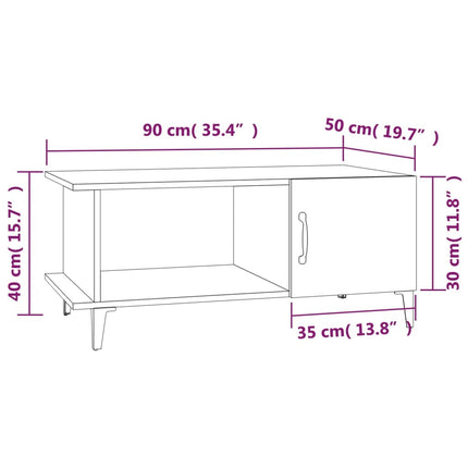 Soffbord vit 90x50x40 cm konstruerat trä