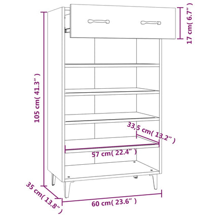 Skoskåp vit 60x35x105 cm konstruerat trä