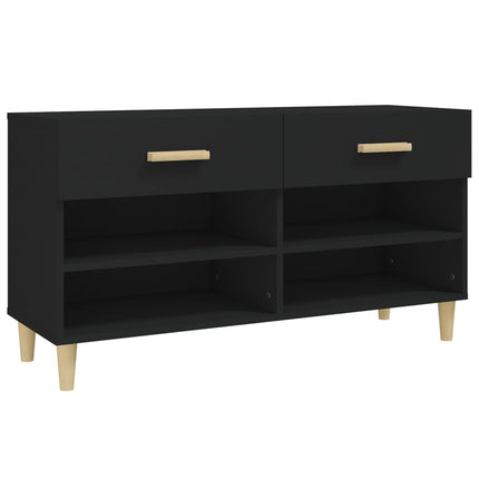 Skoskåp svart 102x35x55 cm konstruerat trä