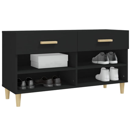 Skoskåp svart 102x35x55 cm konstruerat trä