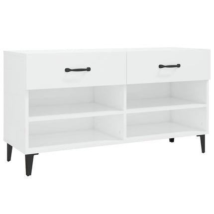 Skoskåp vit högglans 102x35x55 cm konstruerat trä
