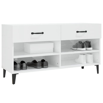 Skoskåp vit högglans 102x35x55 cm konstruerat trä